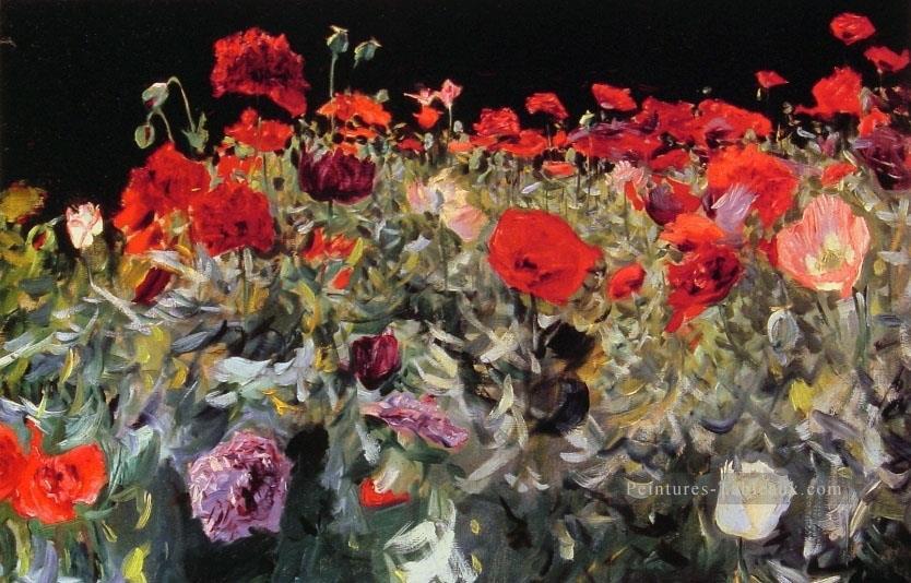 Poppies paysage John Singer Sargent Fleurs impressionnistes Peintures à l'huile